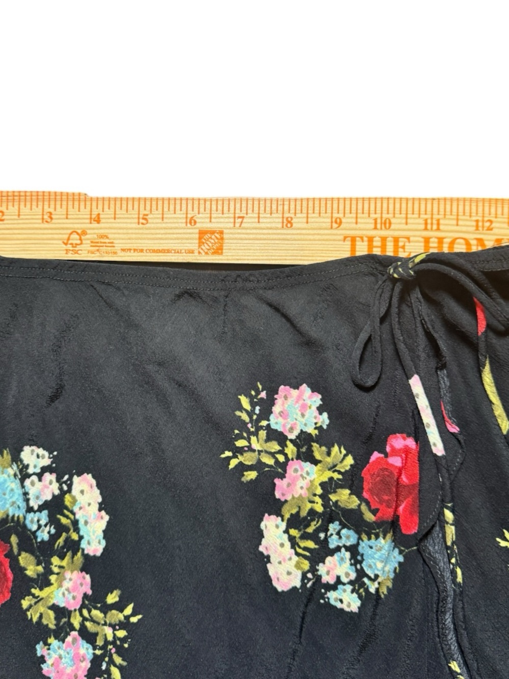 Y2K Amorose Petite Black Floral Ruffle Wrap Midi Skirt Size Extra Small - Picture 4 of 5